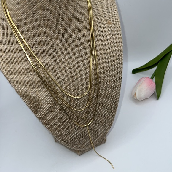 BaubleBar Quad Gold Chain Lariat Necklace. - Picture 4 of 6